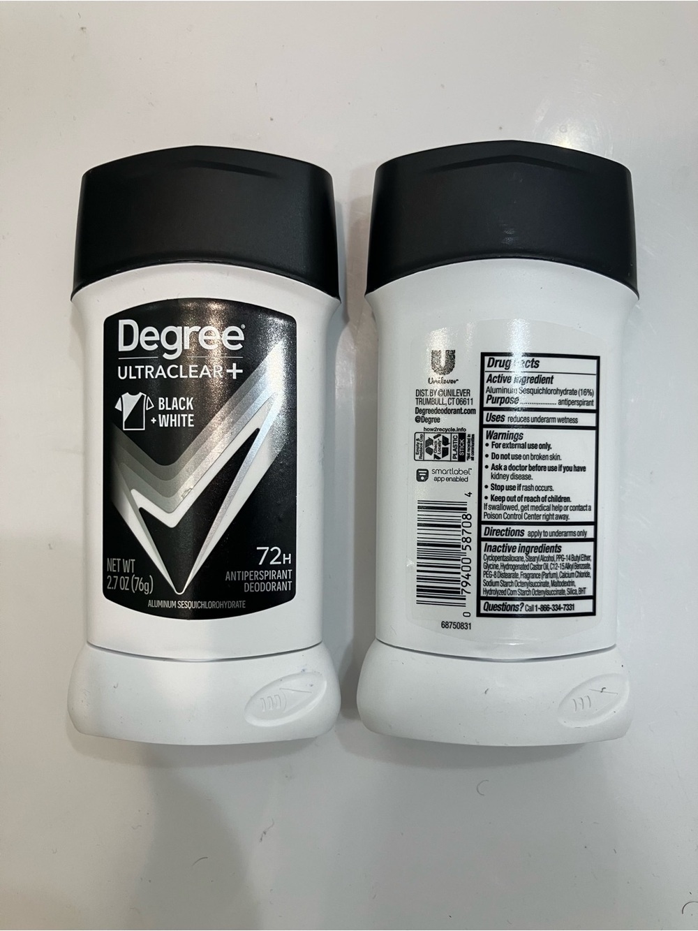 Degree Ultraclear+ Black & White Antiperspirant Deodorant Stick - White/Black - Picture 2 of 2